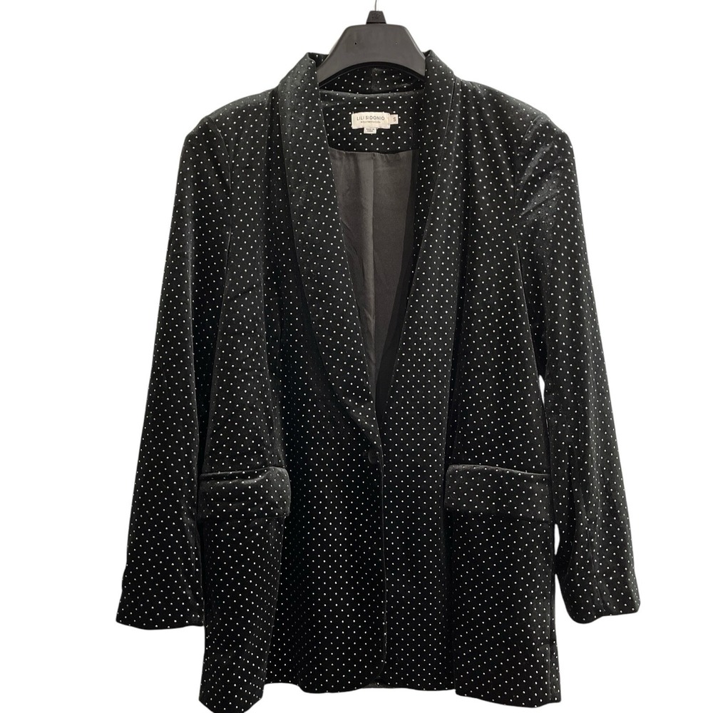 Lili Sidonio Blazer S Black Velvet Star Studded Rhinestone Holiday‎ Event Party